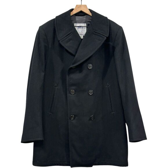 DSCP Quarterdeck Men's 44XL Overcoat U.S. Navy Wool Peacoat Black Sailor Preppy